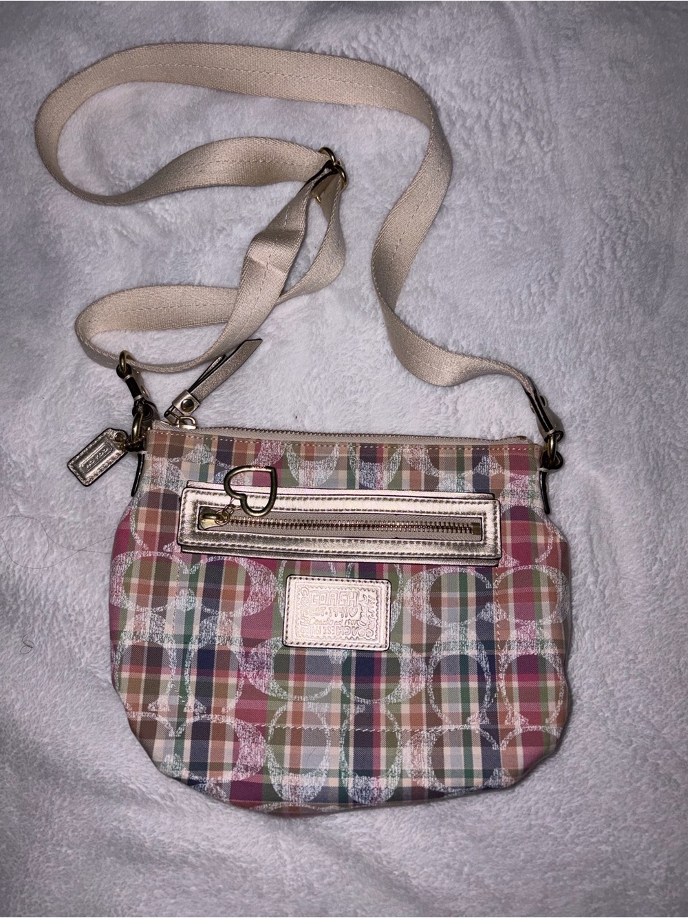 Coach Poppy Daisy Madras Plaid Crossbody